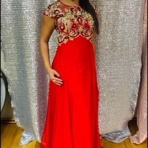 Red evening gown